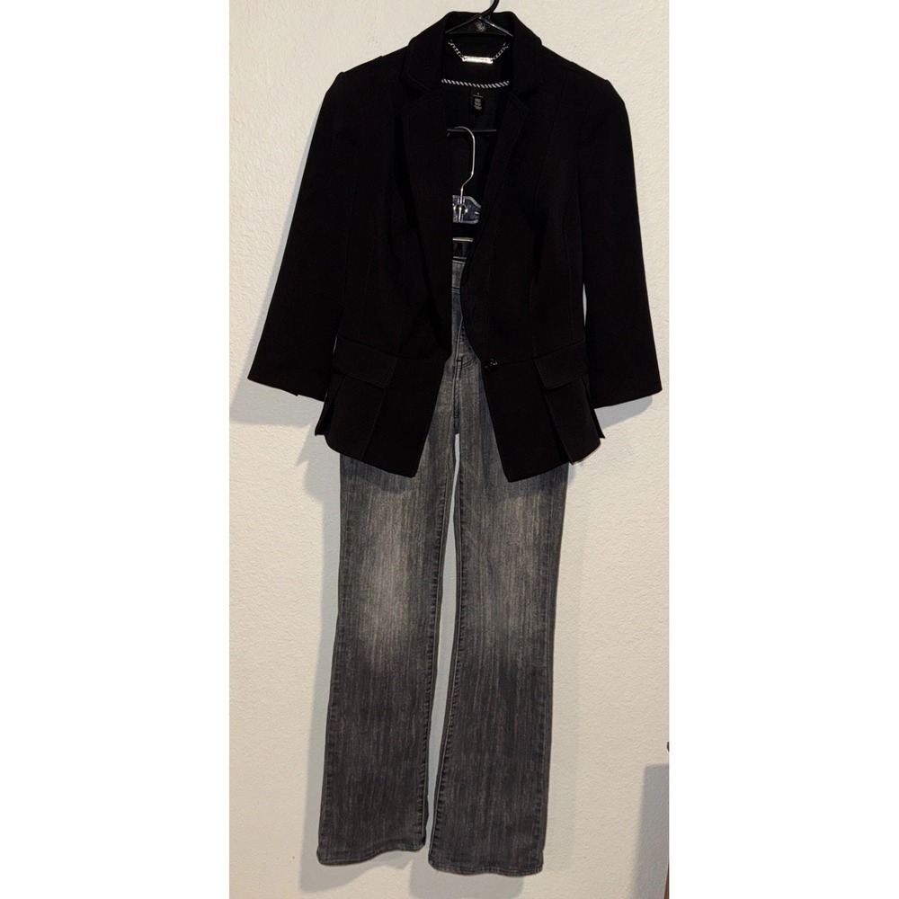 White House Black Market Women's Black Blazer Size 0 & Boot Cut‎ Jeans Size 2
